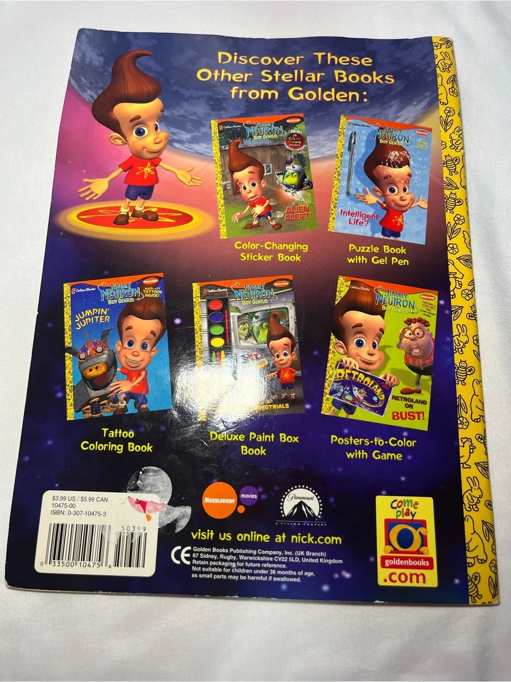 Vintage 2001 Jimmy Neutron “Blast Off” Coloring & Glow In The Dark Sticker Book